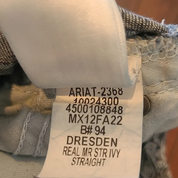 Ariat Blue Mr. Str Ivy Straight Leg Classic Jeans Suze 32R - Picture 10 of 11